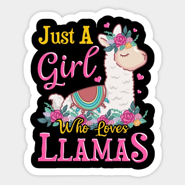 Just A Girl Who Loves Llamas Cute Lama Sticker by theperfectpresents